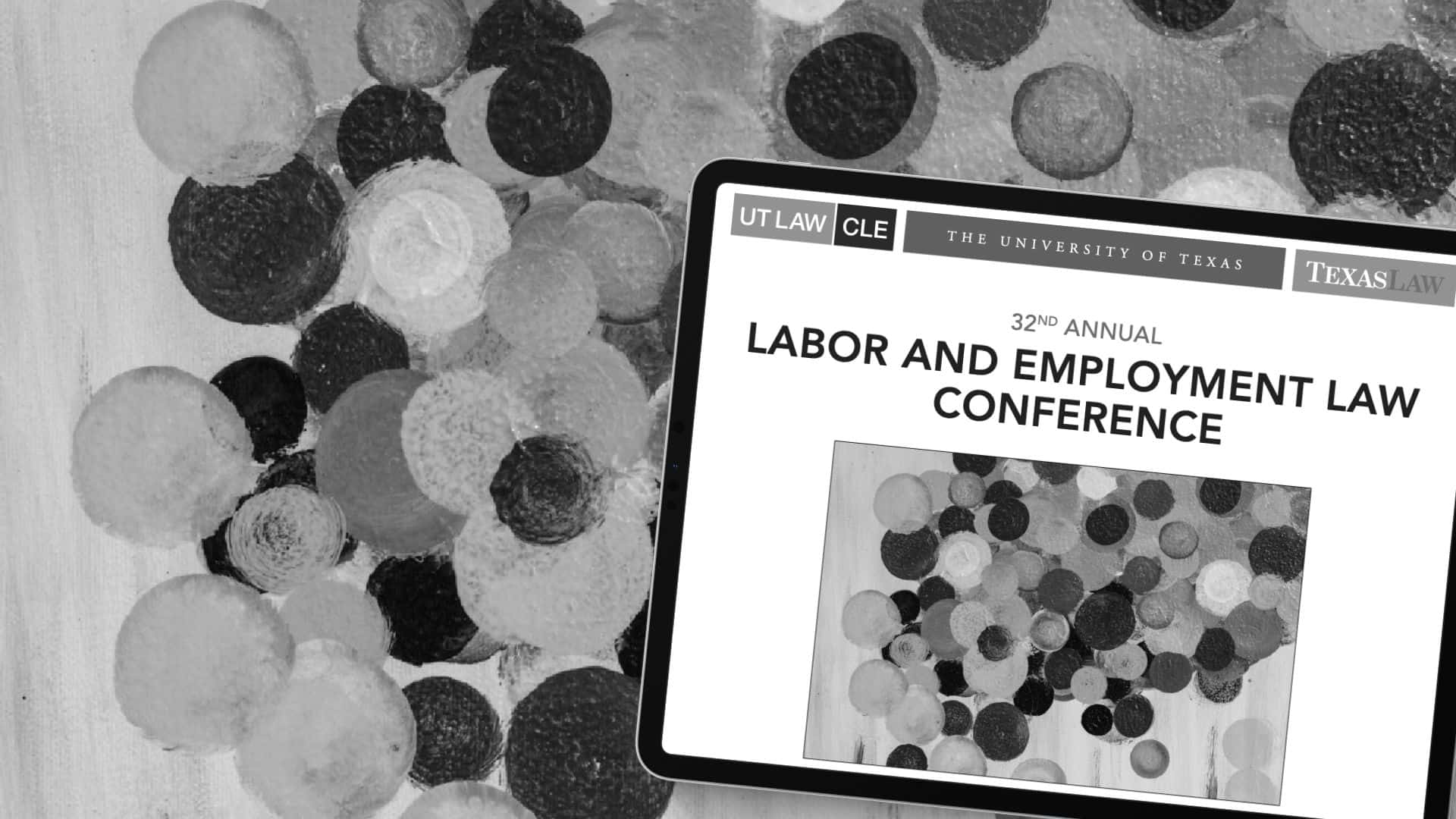 iPad tablet with the 32nd Annual Labor and Employment Law Conference page on it