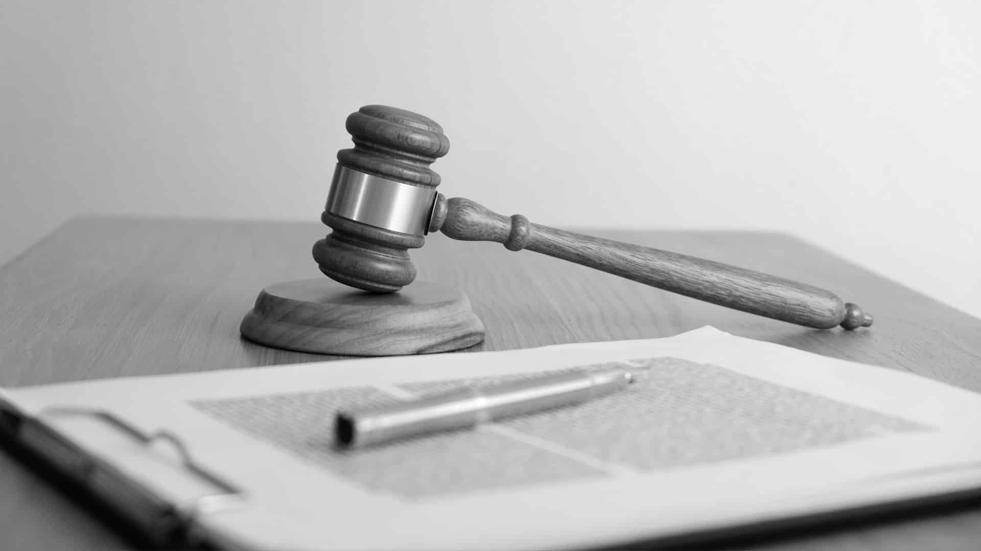gavel and legal document on a desk