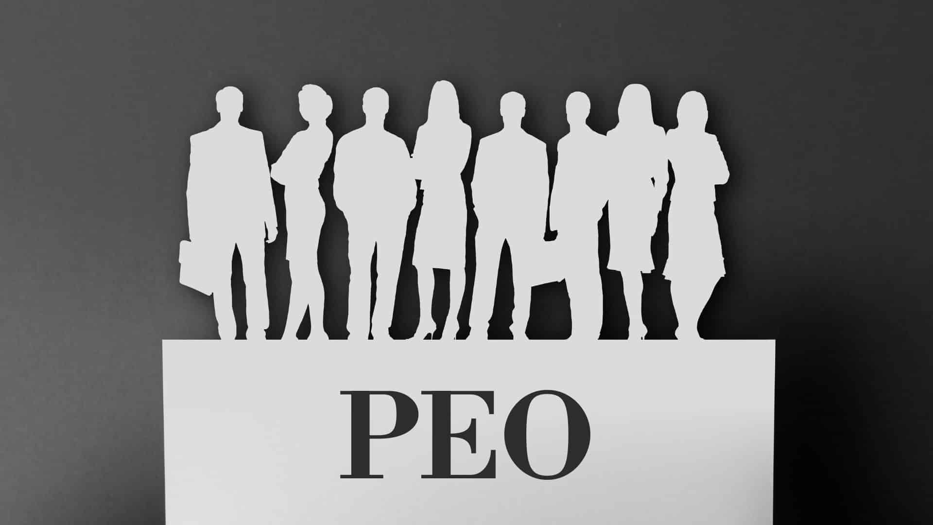 paper cutout of business people, underneath is "PEO"